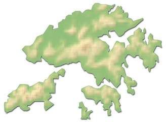 Relief map - Hong Kong (China) - 3D-Rendering