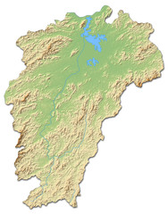 Relief map - Jiangxi (China) - 3D-Rendering