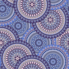 Hand drawn mandala ethnic seamless pattern.