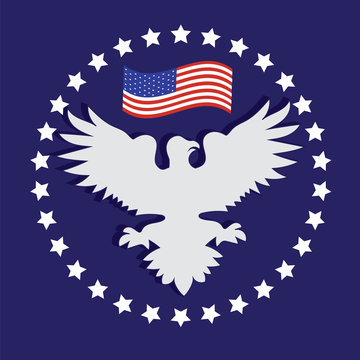 President's Day US white eagle American flag stars on a blue background vector