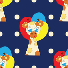 giraffe toy bright colorful abstract design vector pattern blue background