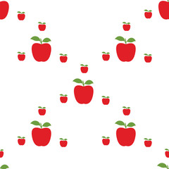 red apples big and small with green leaves  pattern abstract vector design of a white background