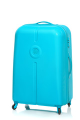 The modern large suitcase on white background