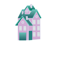house with a mansard roof decorative yard art chimney abstract creative illustration of an isolated white background vector