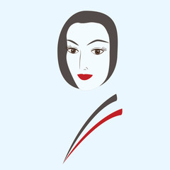 woman face white-black-red classical style art illustration logo Cosmetics vector light background