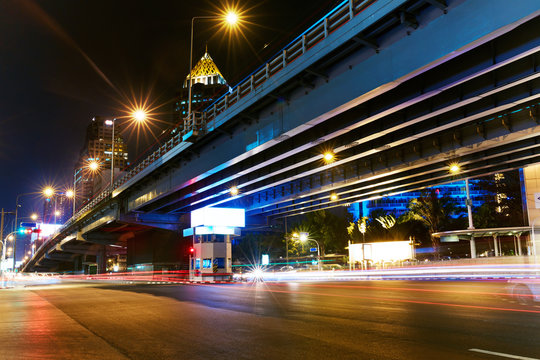Cityscape Of Bangkok, Thailand. Urban Transportation Background