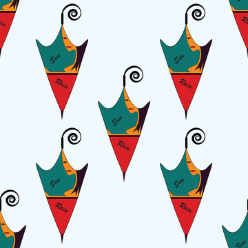 umbrella applique women face graphic art abstract modern creative white background vector pattern
