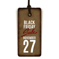 Black Friday sale realistic tag, banner, advertising, vector illustration