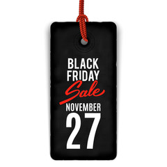 Black Friday sale realistic tag, banner, advertising, vector illustration