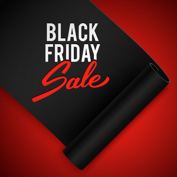 Black friday sale advertising vector illustration, black realistic ribbon, retail, discount, special offer