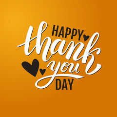 Happy Thank you Day handwritten vector illustration, brush pen lettering