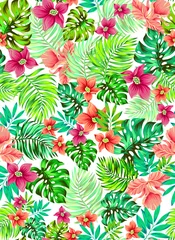 Selbstklebende Fototapeten Tropische Blätter vector flowers.  © rosapompelmo