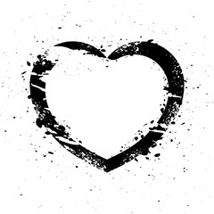 Black graphic grunge heart, vector illustration