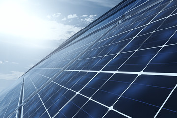 Side view of solar panels