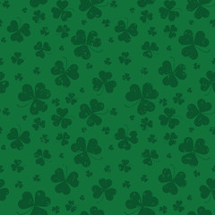 Seamless pattern with Saint Patricks day shamrock leaves