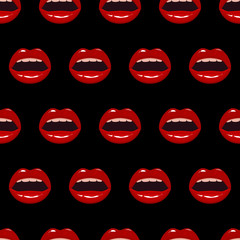 Fototapeta na wymiar Seamless pattern with red lips, vector illustration