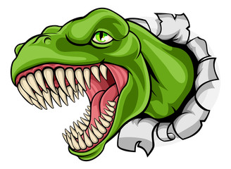 Obraz premium T Rex Dinosaur Ripping Through Background
