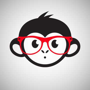 Cute monkey in glasses, vector illustration