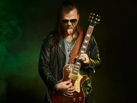 The guitarist plays solo.