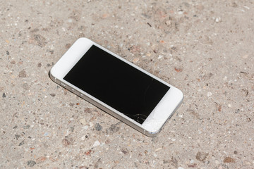 Smartphone drop to the floor and screen damage