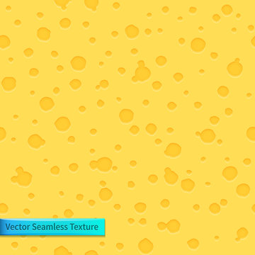 Seamless Vector Cheese Texture In Cartoon Style. Bright Backgrou