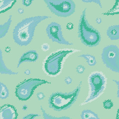 Ethnic boho seamless pattern with Paisley and polka dots. Print. Repeating background. Cloth design, wallpaper.