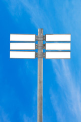 blank traffic sign, blank road sign with blue sky background.