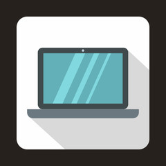 Laptop icon in flat style on a white background