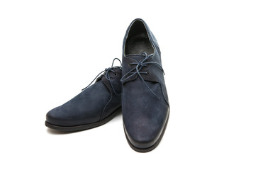 blue leather men's shoes