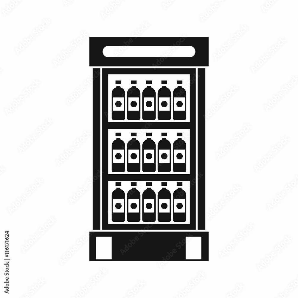 Poster fridge with refreshments drinks icon in simple style isolated vector illustration