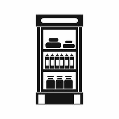 Products in the supermarket refrigerator icon in simple style isolated vector illustration