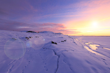 Sunset on the winter river