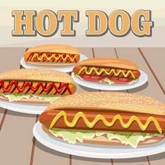 National hot dog day. Hot dog vector.