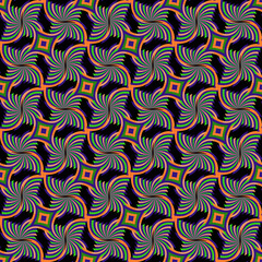 Vector Illustration.  Seamless Beautiful  Geometric pattern  on Black Background. Suitable for textile, fabric and packaging