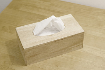 tissue paper in wooden box