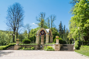 Stone gazebo in a beautiful park
