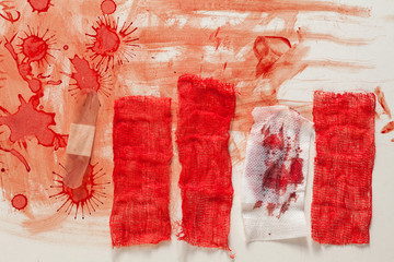Gauze with blood