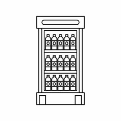 Fridge with refreshments drinks icon in outline style isolated vector illustration