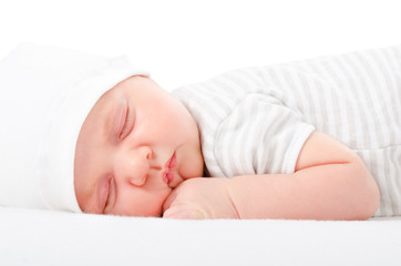 Portrait cute newborn sleeping baby