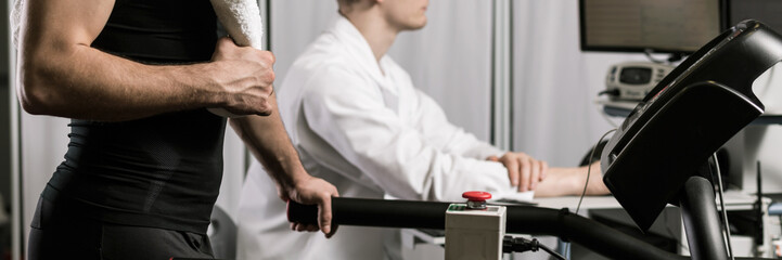 Athlete checking his aerobic capacity at doctor's