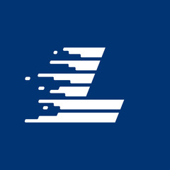 Letter L logo with fast speed lines.