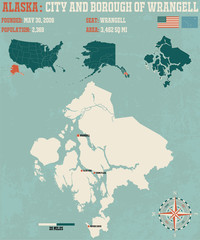 Large and detailed infographic of the City and Borough of Wrangell in Alaska