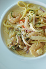 クリームシーフードパスタ