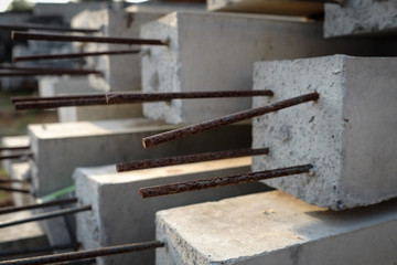 Cement poles with steel