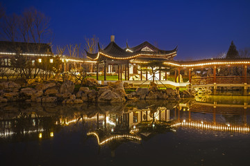 Chinese traditional buildings at night