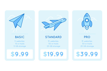 Vector design template for pricing table for website