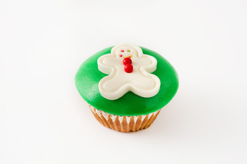 Christmas cupcake isolated on white background

