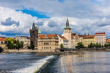 View of Bank of Vltava and Old Town. Prague, Czech Republic.