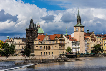 View of Bank of Vltava and Old Town. Prague, Czech Republic.