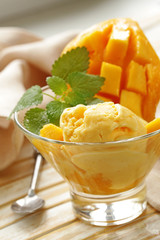 homemade natural orange ice cream with mango